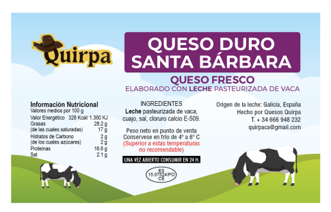 Queso Duro Santa Bárbara Quirpa